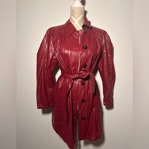 Red leather jacket coat